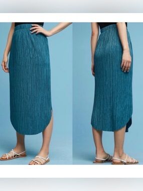 Sabina Musayev Teal Pleated Midi Skirt